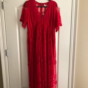 Pinkblush Red Lace Maternity Dress